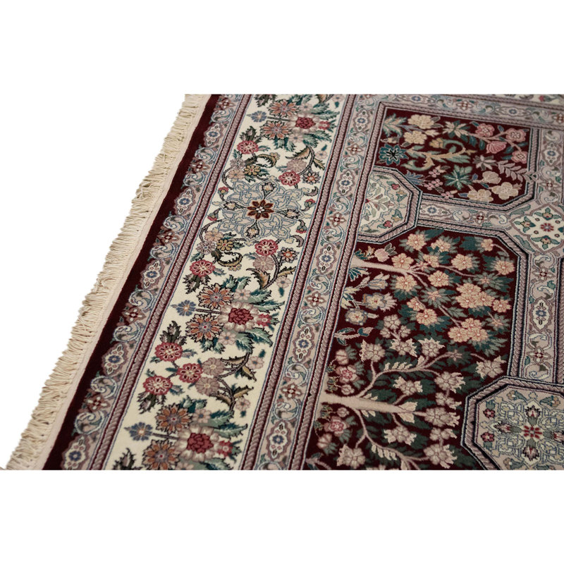 Hand Knotted Wool Oriental Area Rug in Plum And Ivory