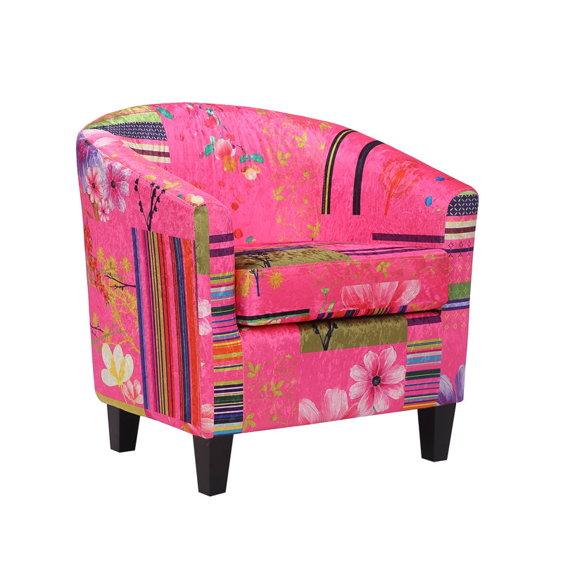 Angelice Multicoloured Patchwork Accent Tub Chair, Pink