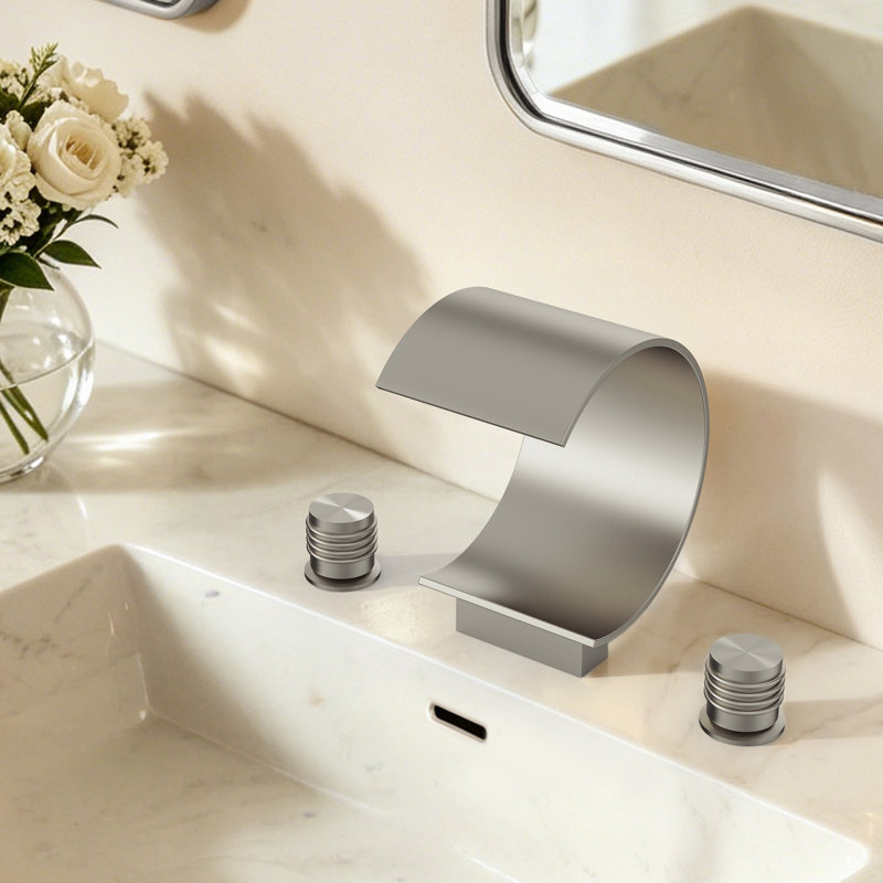  Widespread Bathroom Faucet 3 Hole, 2-handle Bathroom Sink Faucet with Drain Assembly, Brushed Nickel