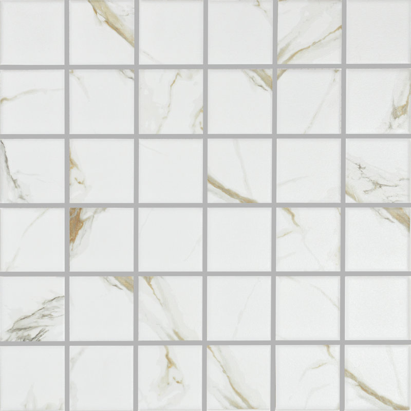 Calacatta Gold 2" x 2" Square Porcelain Mosaic Tile