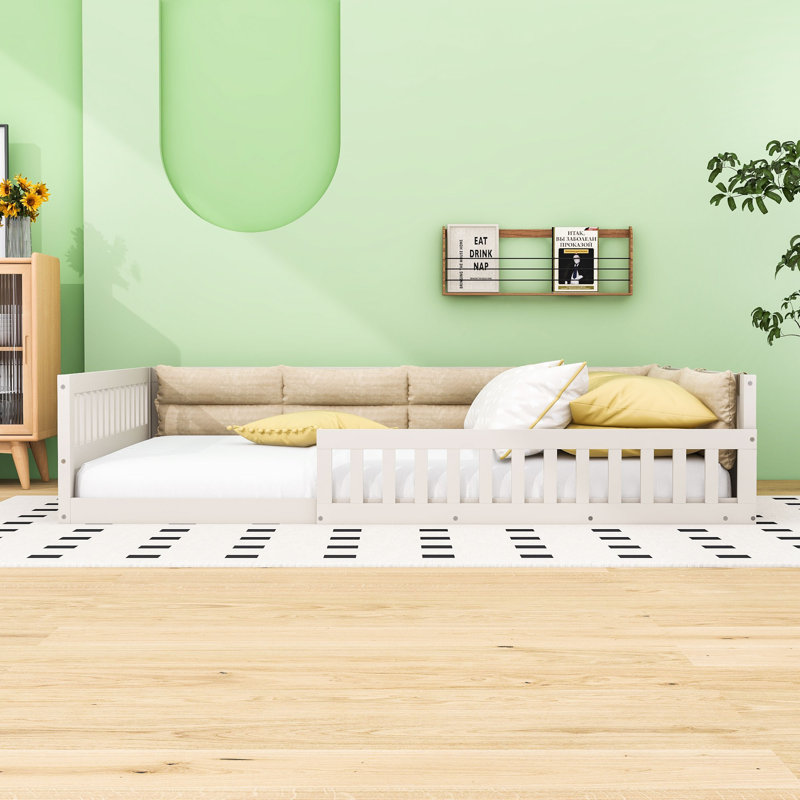 Shelline Upholstered Platform Bed, Beige