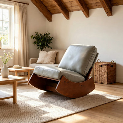 Chaise berçante confortable, fauteuil oscillant rembourré de haute qualité, structure en bois massif, parfaite pour les réglages multiples de la chaise de lecture pour la chambre à coucher et le salon