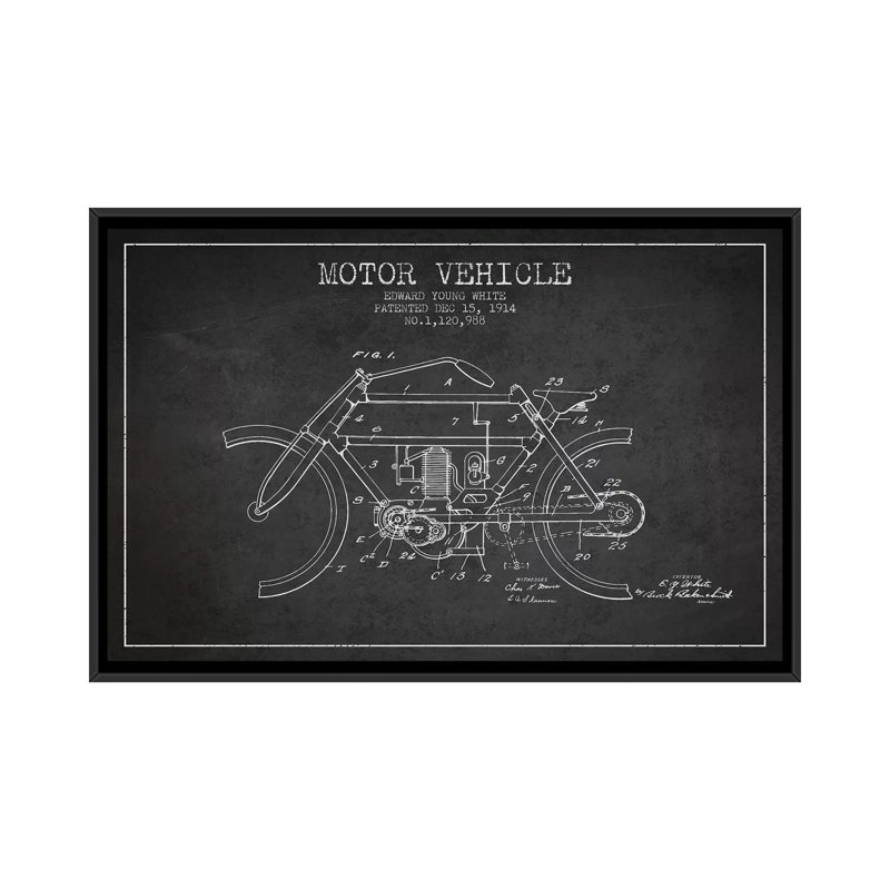 Impression sur toile gris anthracite «Edward Y., H 18 po x l 26 po x P 1,5 po, Toile encadrée noire, Pas de tapis