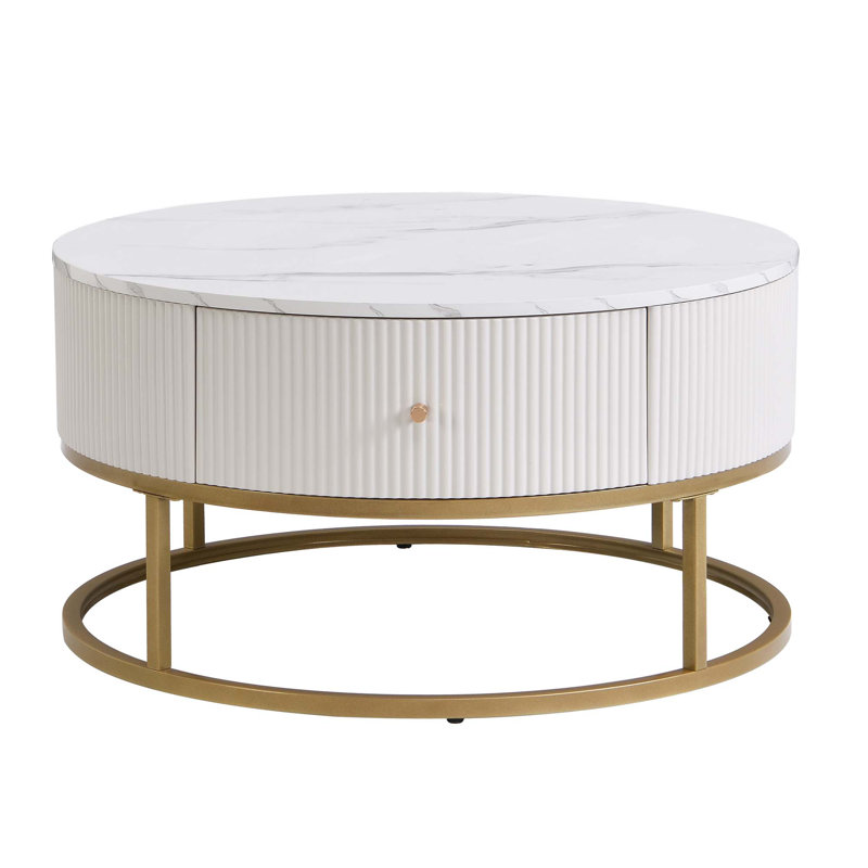 Round Coffee Table with Drawers