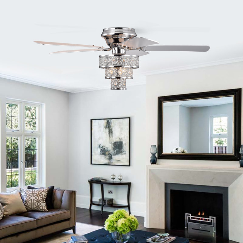 Ventilateur de plafond 52 pales en cristal 52 po avec télécommande et ensemble d'éclairage inclus Aamaya