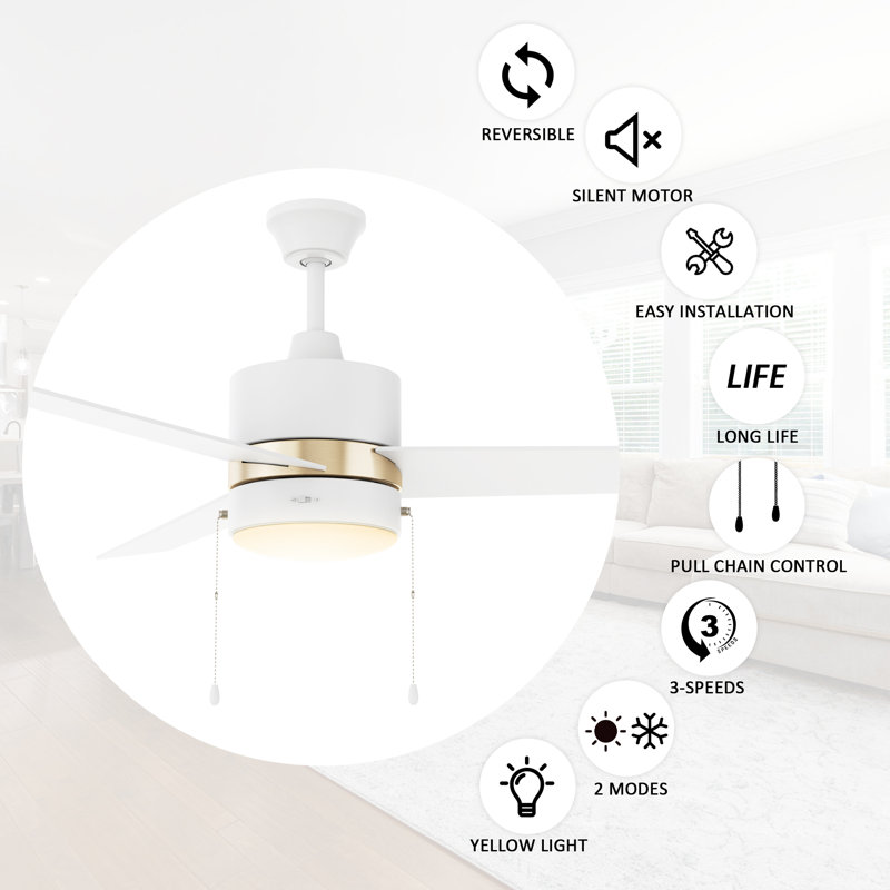 Derryhirk 52'' Ceiling Fan with LED Lights, White