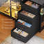 Bureau de jeu en L, bureau d'ordinateur de coin avec 4 tiroirs et rangement, lumières DEL et armoire en acrylique pour bureau personnel, noir-1993027689