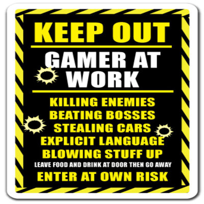 Adhésif décoratif Keep Out Gamer At Work