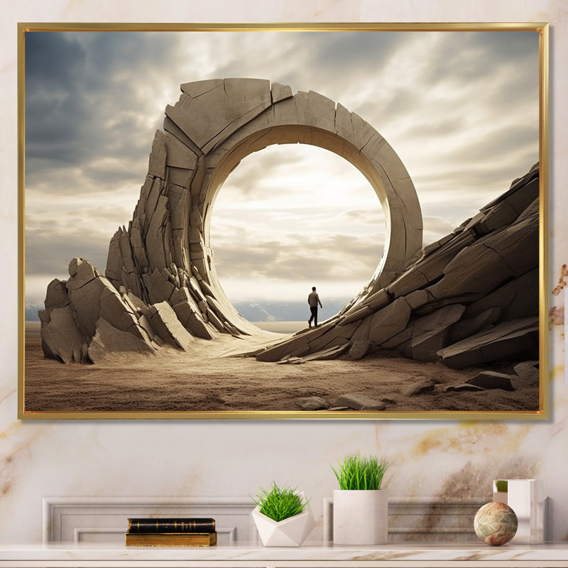 Art mural surréel surréel, H 30 po x l 40 po x P 1,5 po, Cadre flottant doré
