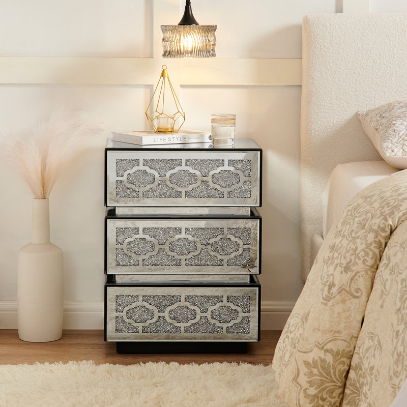 Modern Side Table with 3 Drawers