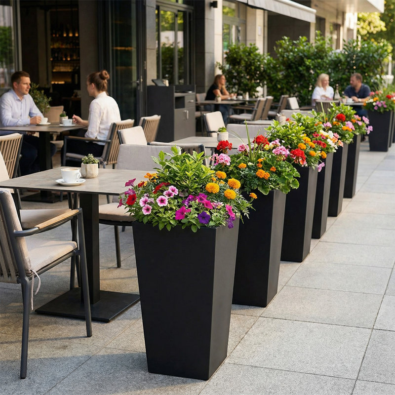 Metal Planters for Outdoor Plants, 30" H x 14" W x 14" D