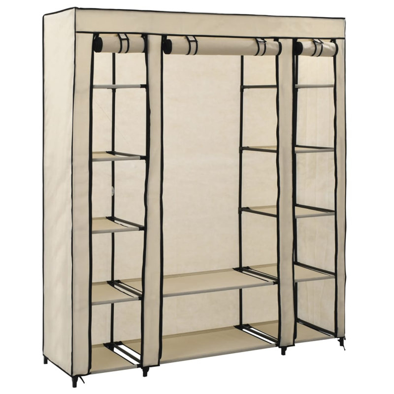 3 Door Fabric Wardrobe, Cream