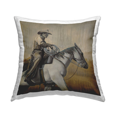 Western Rodeo Cowboy Jockey Printed Throw Pillow Design By Stacy Daguiar