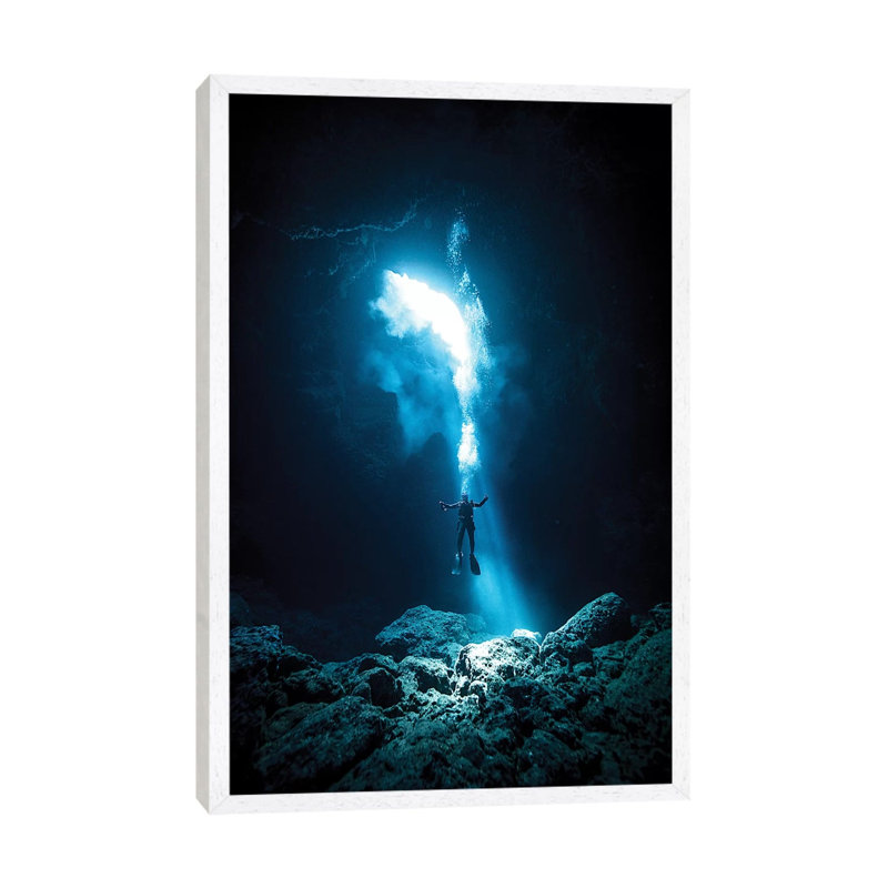 To The Heaven by Charlie Jung - Print on Canvas, 66.04cm H x 45.72cm W x 3.81cm D, White Floater Framed