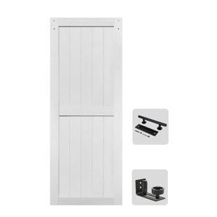 Porte de grange en panneau de fibres à densité moyenne, plaque de porte de grange solide recouverte d'une surface en PVC imperméable, assemblage simple, porte seulement