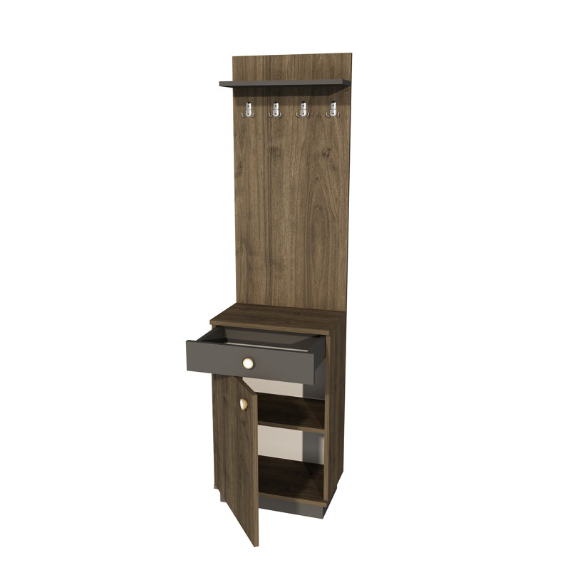 Engelica Hall Tree 50cm Wide, Walnut/Anthracite