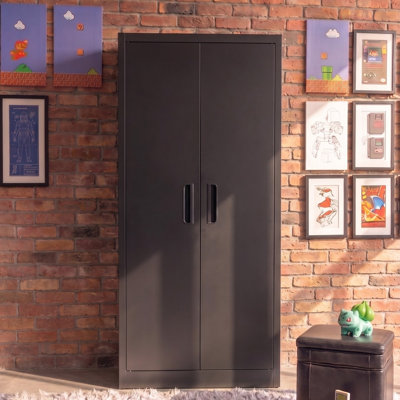 Armoire de rangement Boahaus Clark en métal noir avec portes verrouillables et tablettes réglables