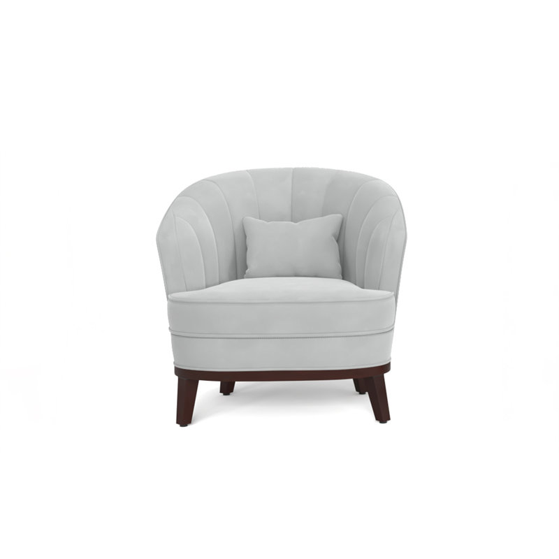 Ava Upholstered Barrel Accent Chair, Light Grey, Light Gray