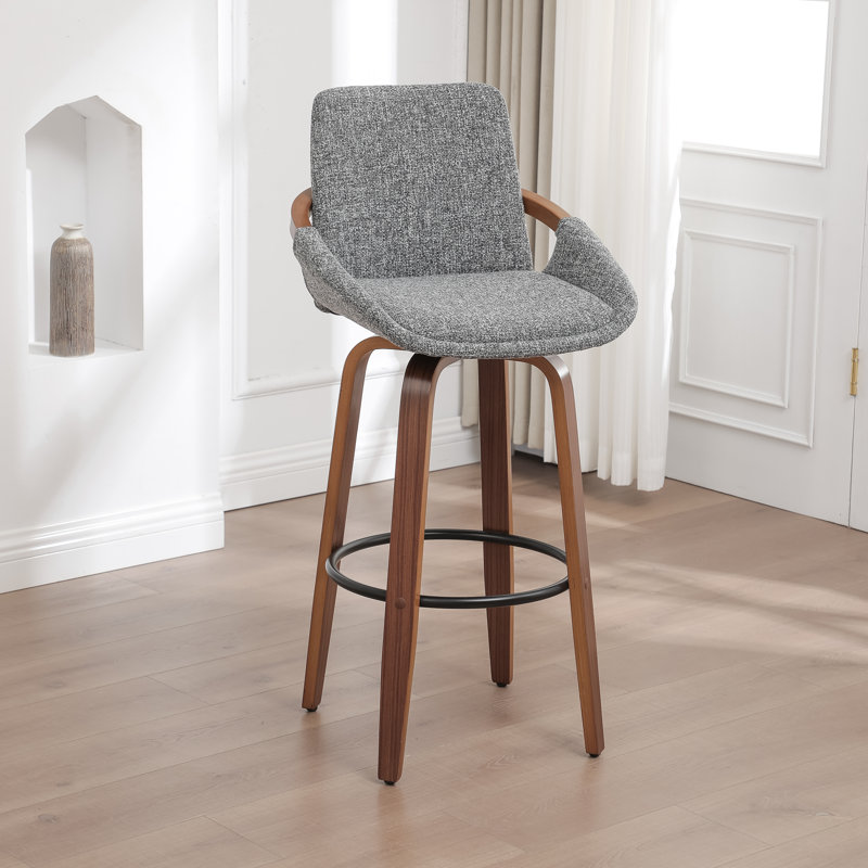 Carruth Swivel Upholstered Counter&Bar Stool, Bar Stool (30" Seat Height), Light Gray