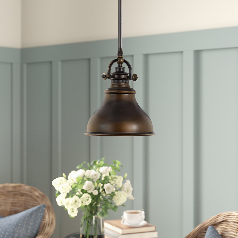 Luminaire suspendu simple en dôme Rosalyn, Bronze palladien, H 9 po x l 8 po x P 8 po