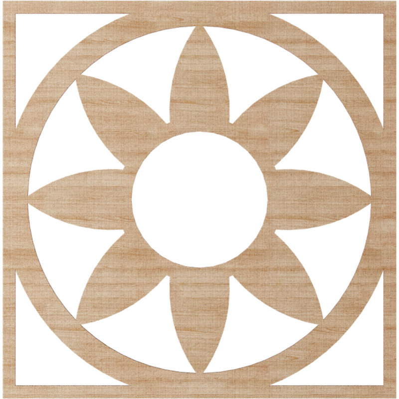 Médaillon de plafond en bois Blume, Aulne, H 38 po x l 38 po x P 0,38 po
