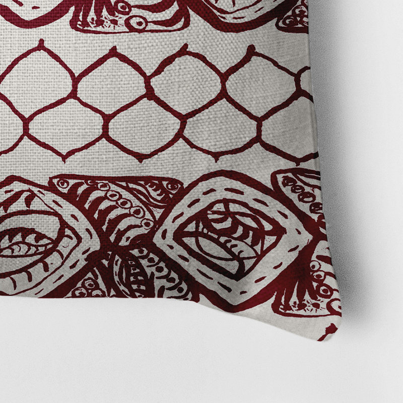 Housse de coussin carrée/insert, Géométrique 5, Marron