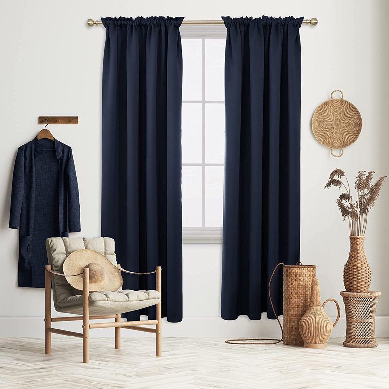 Peniste Room Darkening Curtain Pair, 52" W x 95" L, Navy Blue