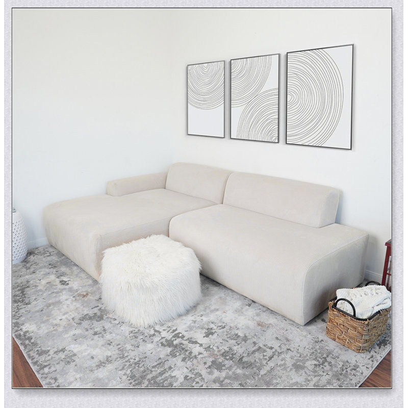 Mar Sectional Cream Corduroy Sofa(Left Facing)