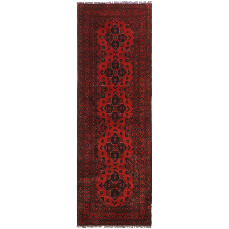 Tapis rouge / noir unique de 2 pi 10 po x 9 pi 10 po Cremeans