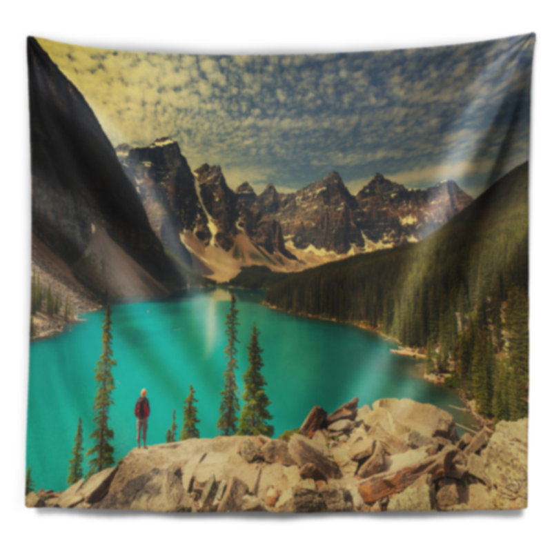 Tapisserie paysage belle moraine mountain lake, H 32 po x l 39 po
