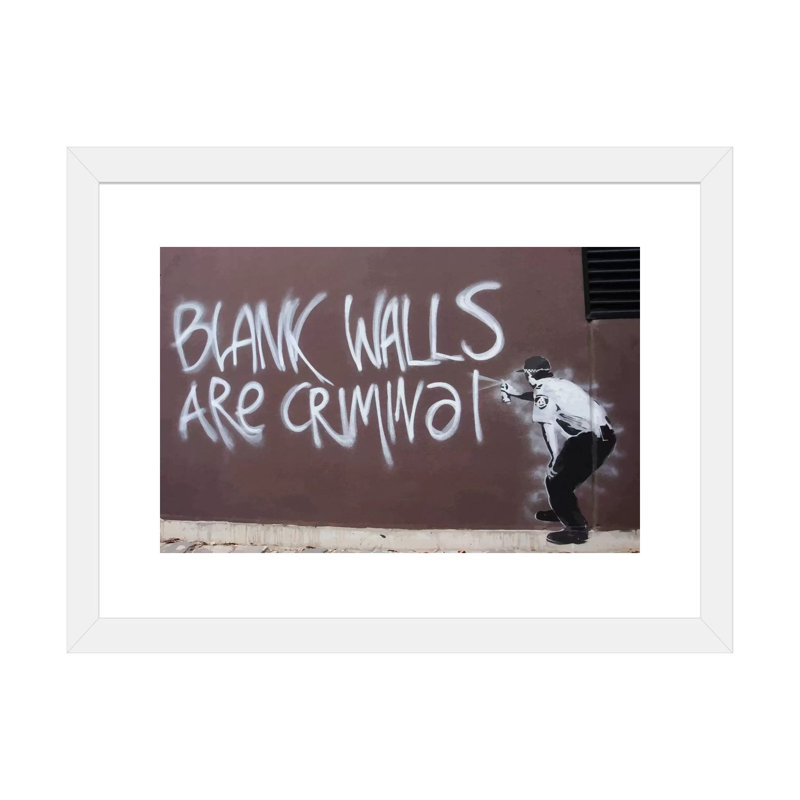 Les murs vides sont des motifs criminels, Blanc, H 16 po x l 24 po x P 1 po, Papier encadré blanc