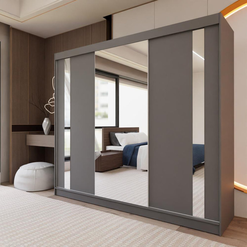 Dealie 3 Door Sliding Wardrobe, Grey