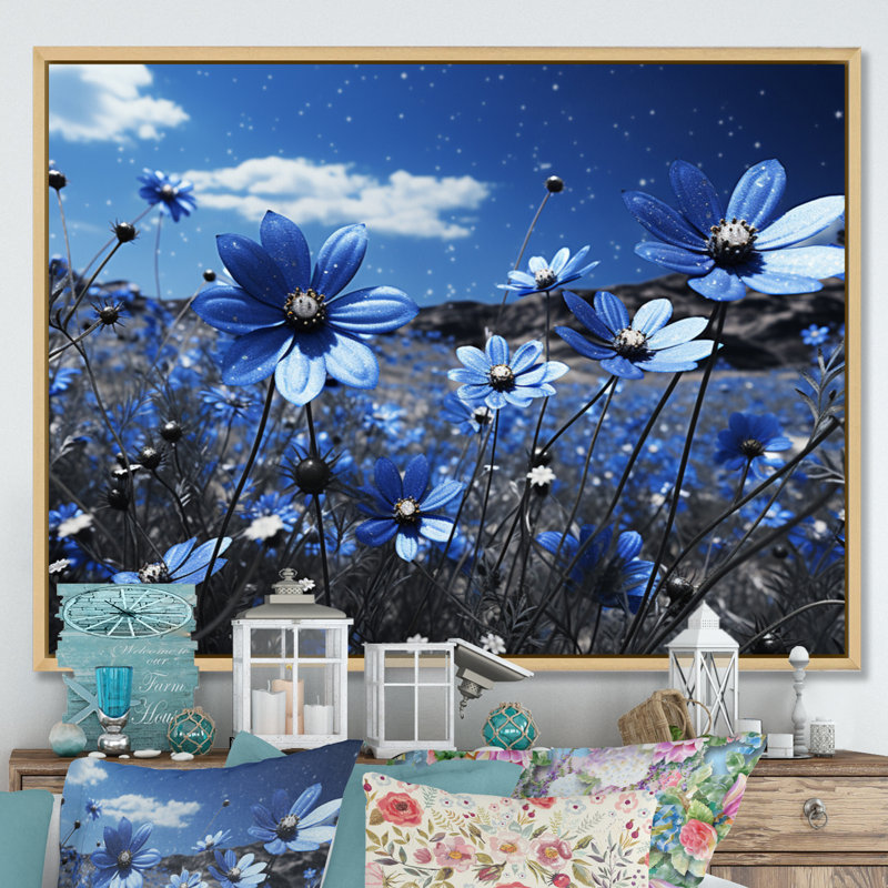 Sapphire Meadow II - impression, H 12 po x l 20 po x P 1 po, Cadre naturel flottant