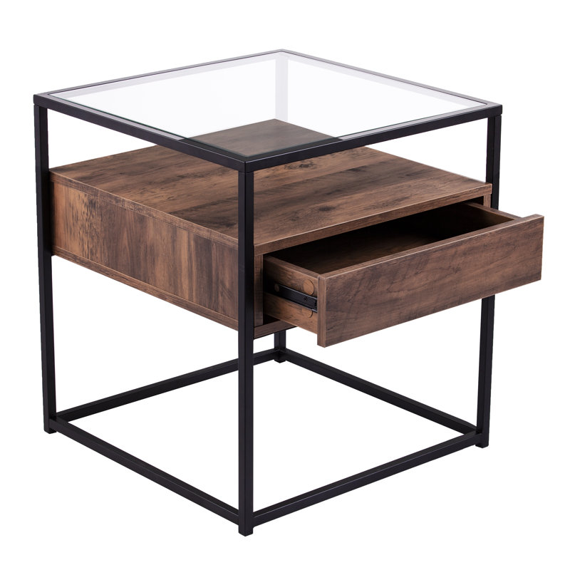 Secaucus Glass Top End Table with Storage