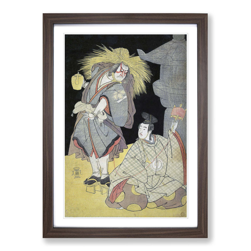 Two Actors by Katsukawa Shunko - Picture Frame Painting Print, Walnut Framed, 36cm H x 27cm W x 2cm D