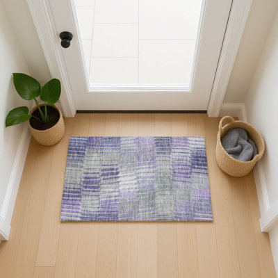 Machine Washable Indoor/Outdoor Huseby ACN2271 Stripes Rug