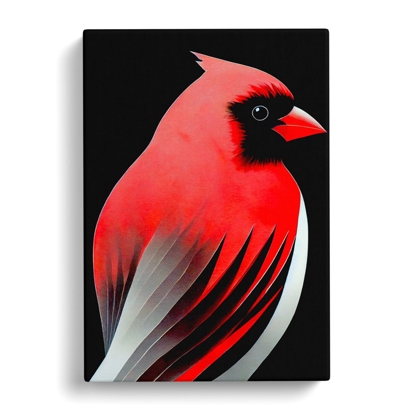 Cardinal Bird Abstract - Wrapped Canvas, 50cm H x 35cm W x 3cm D