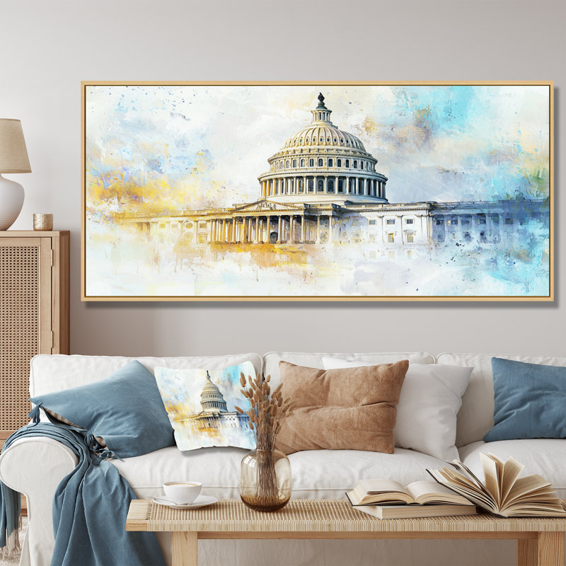 Chul - art mural patriotiste américain, H 28 po x l 60 po, Impression encadrée flottante, Crème, crème
