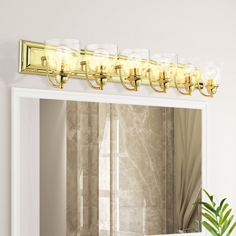 Éclairage pour meuble-lavabo à intensité variable 6 lumières Shubhika, Laiton poli