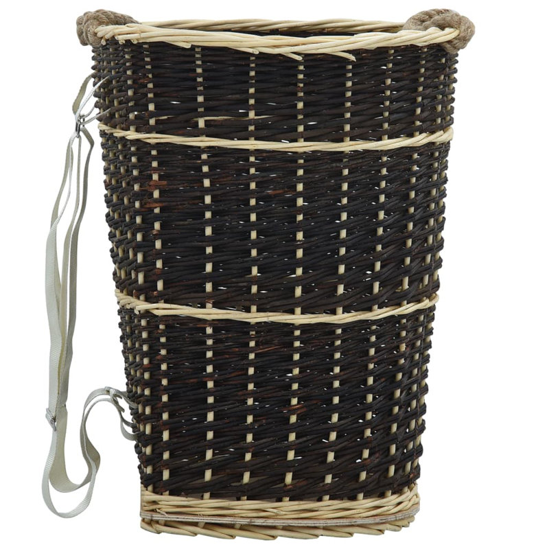 Firewood Backpack with Carrying Belts Natural Willow, 50cm H x 44.5cm W x 58cm D