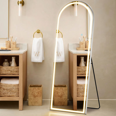 Arched LED Metal Floor Mirror