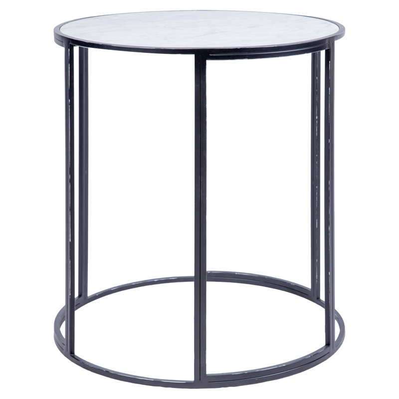 Paris Marble Drum End Table, Deep Ocean