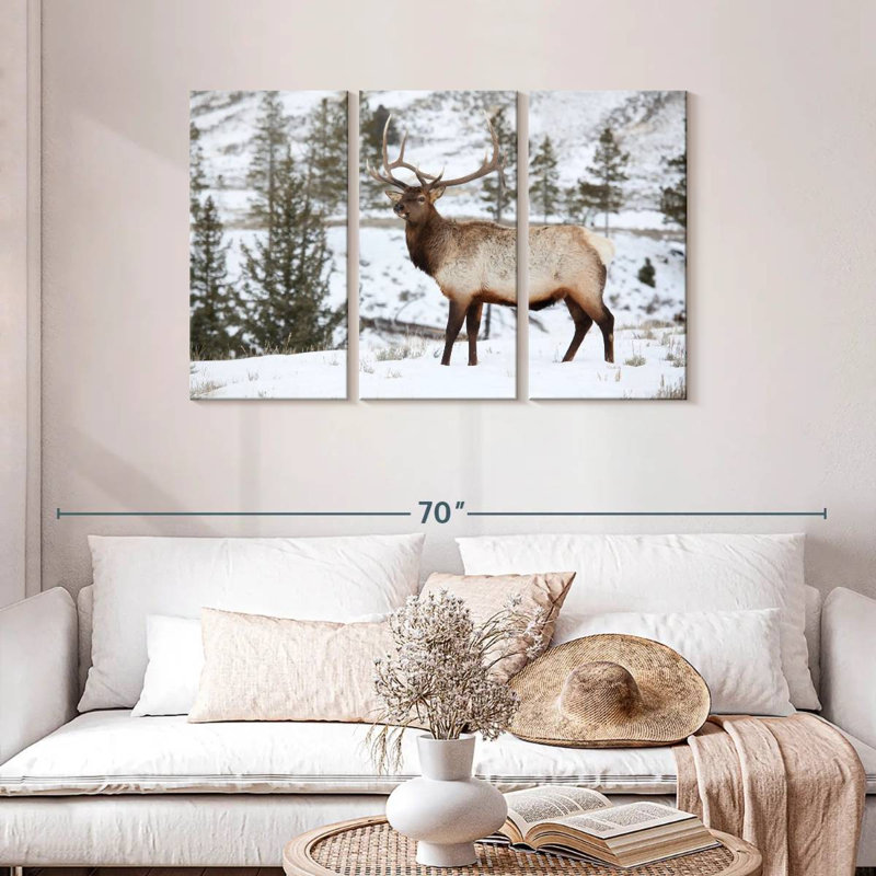 Winter Bull Elk, 28" H x 45" W