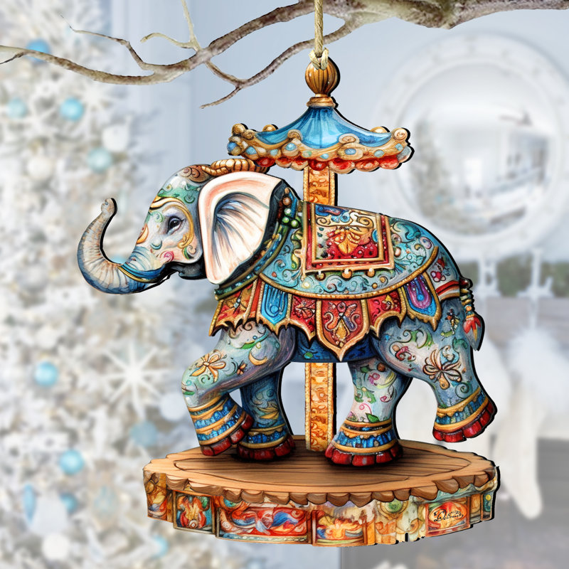 Ornement en bois «Carousel Elephant» par G. Debrekht