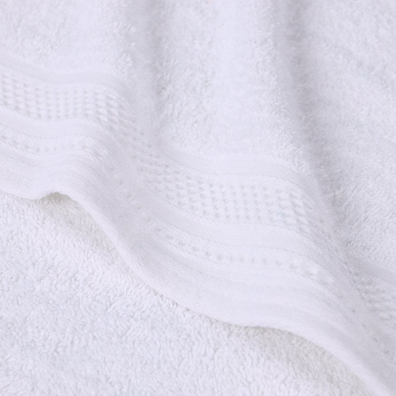 White Cotton Honeycomb Textured Waffle Border Towel Set