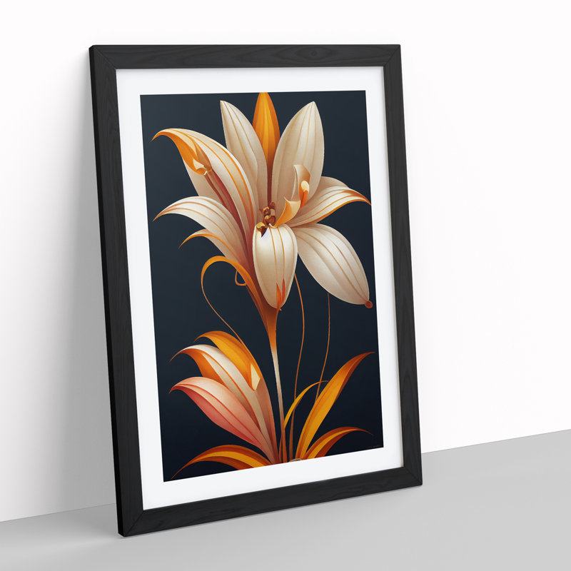 Unbeatable Flower - Wall Art, Black Picture Frame, 66cm H x 48cm W, White