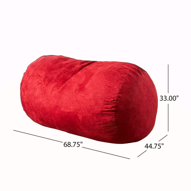 6.5 Foot Suede Cylindrical Bean Bag, Red