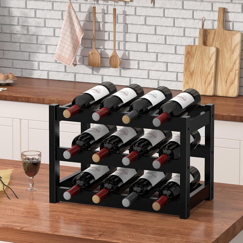 Comptoir à vin, support à vin pour 12 bouteilles de vin, Noir