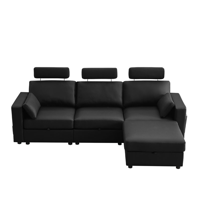 Upholstered Sofa, 4, Black Chenille