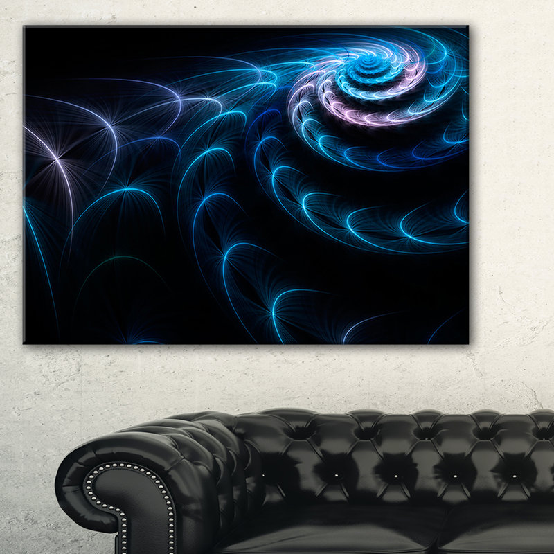 «Blue Fractal Flower in Dark», impression sur toile tendue, H 28 po x l 60 po x P 1,5 po
